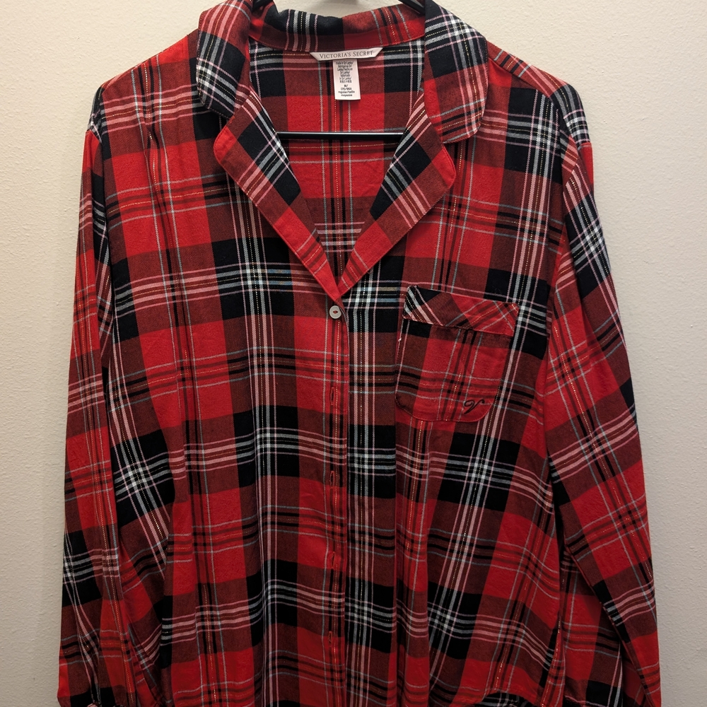 Victoria's Secret Red and Black Pajama Top